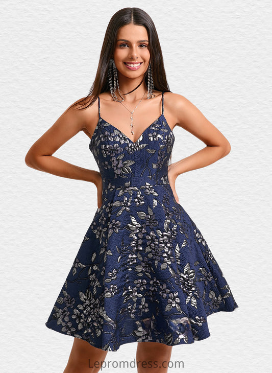 Louisa A-line V-Neck Short Jacquard Homecoming Dress HAP0025701