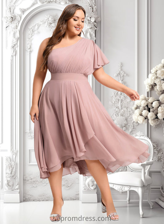 Pat A-line One Shoulder Asymmetrical Chiffon Bridesmaid Dress With Ruffle HAP0025819