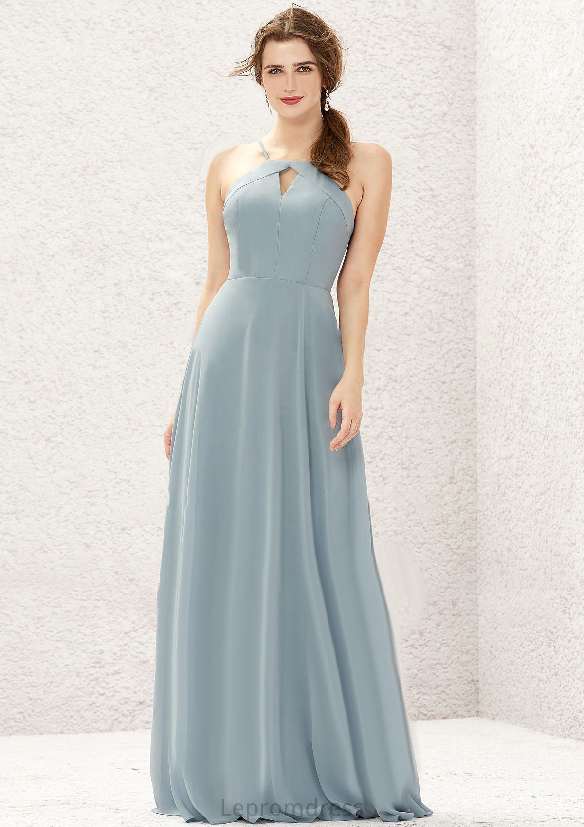 A-line Bateau Sleeveless Long/Floor-Length Chiffon Bridesmaid Dresses Alula HAP0025638