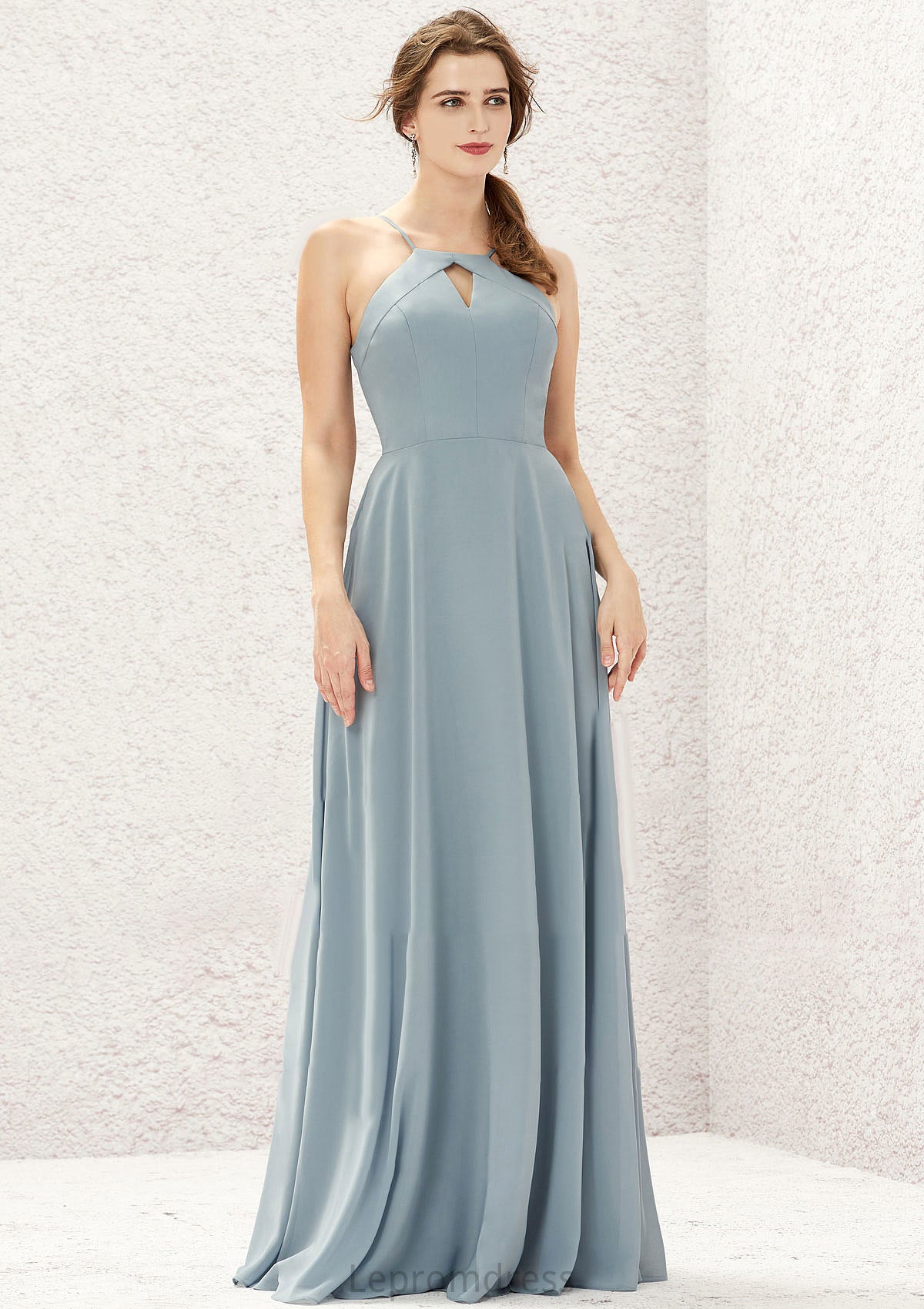 A-line Bateau Sleeveless Long/Floor-Length Chiffon Bridesmaid Dresses Alula HAP0025638