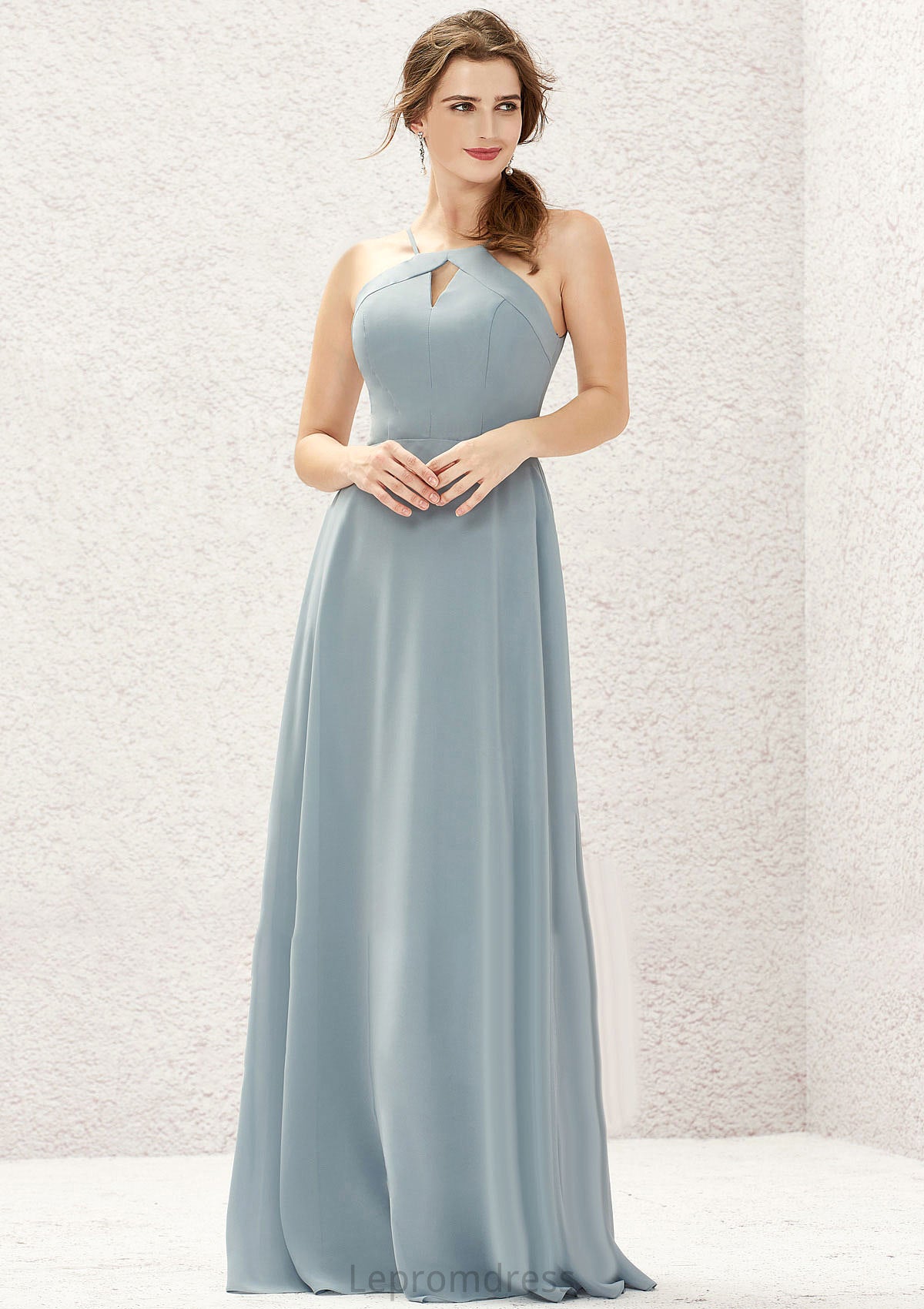 A-line Bateau Sleeveless Long/Floor-Length Chiffon Bridesmaid Dresses Alula HAP0025638