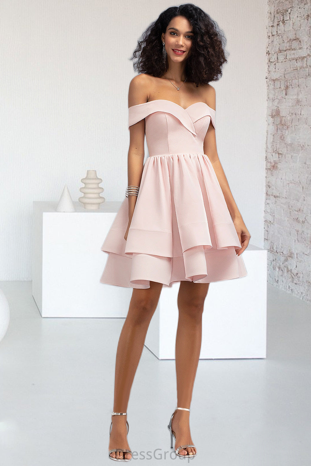 Bella A-line Short/Mini Stretch Crepe Homecoming Dress With Cascading Ruffles HAP0020540