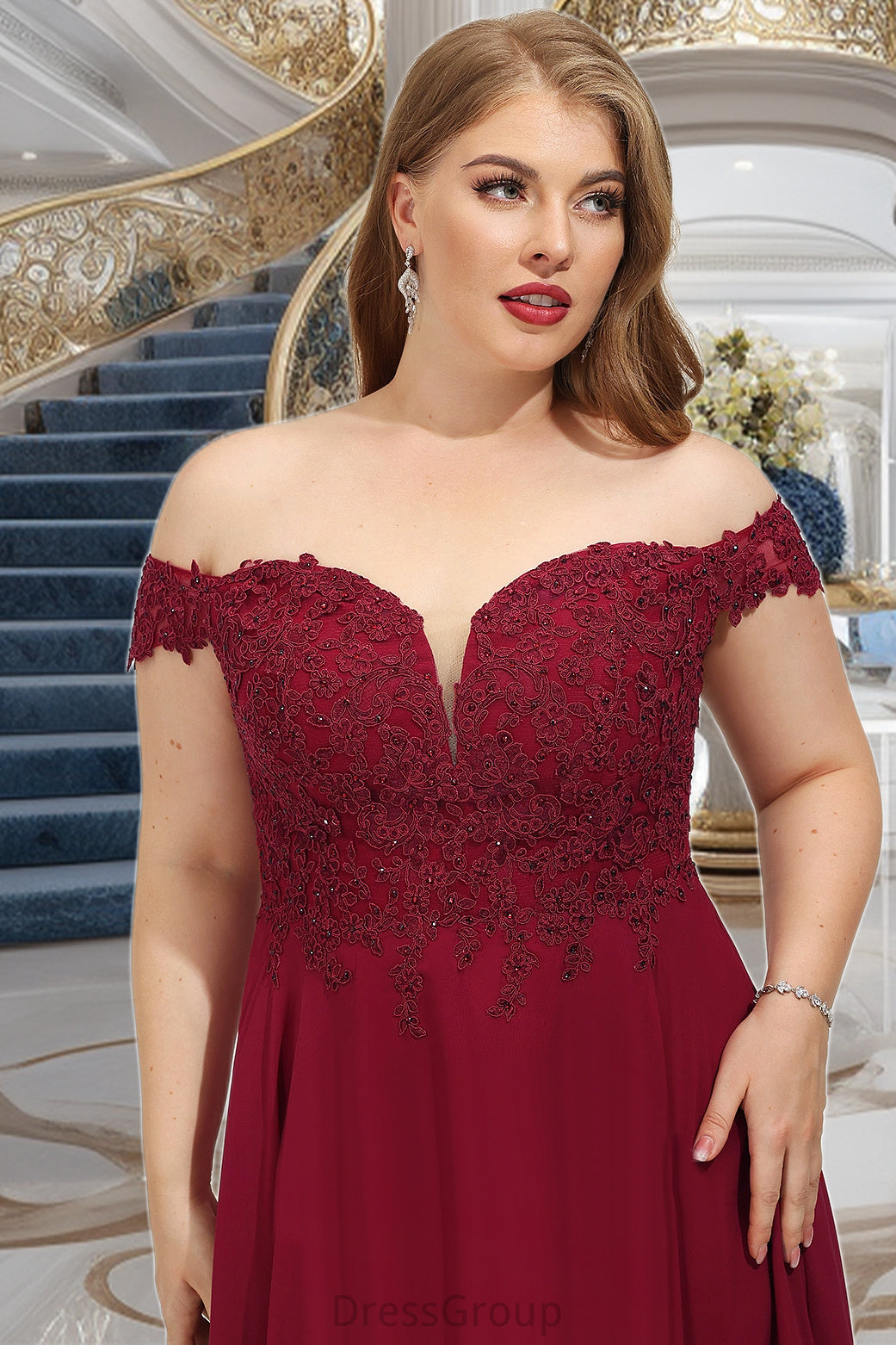 Edith A-line Off the Shoulder Asymmetrical Chiffon Homecoming Dress With Beading HAP0020582