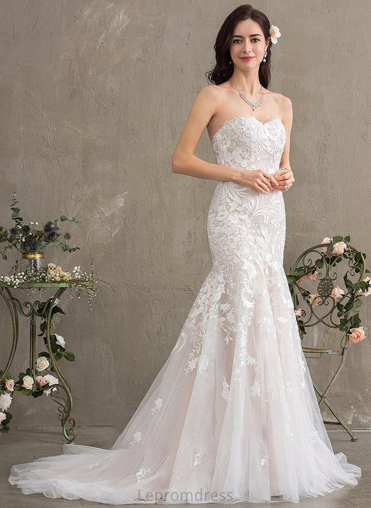 Train Sweetheart Tulle Lace Trumpet/Mermaid Wedding Dresses Wedding Court Dress Izabella