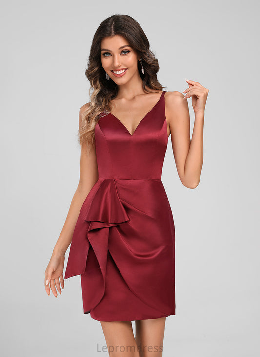 Dress Ruffles Satin Homecoming Club Dresses With Julissa Bodycon Cascading Short/Mini V-neck