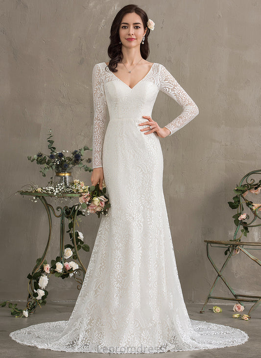 Trumpet/Mermaid Court Alejandra Lace Train Dress Wedding Dresses Wedding V-neck