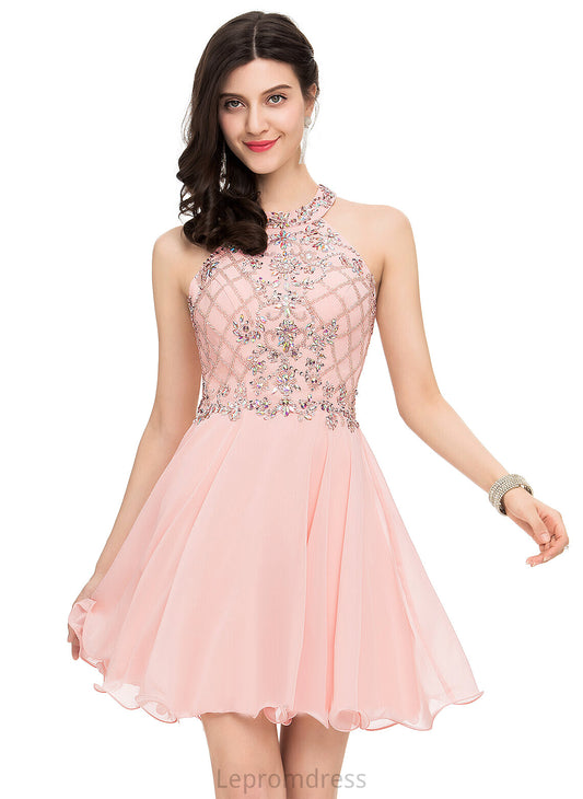 Sequins Homecoming Dresses Scoop Kendra With Neck Dress A-Line Homecoming Beading Short/Mini Chiffon