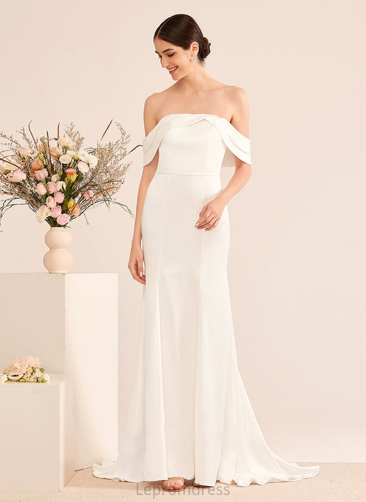 Alaina Trumpet/Mermaid With Wedding Train Wedding Dresses Sweep Dress Ruffle Off-the-Shoulder