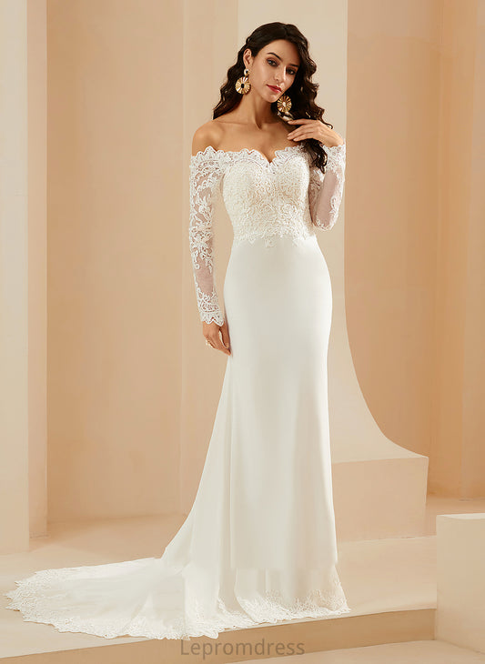 Lace Trumpet/Mermaid Off-the-Shoulder Kyleigh With Wedding Train Court Dress Wedding Dresses