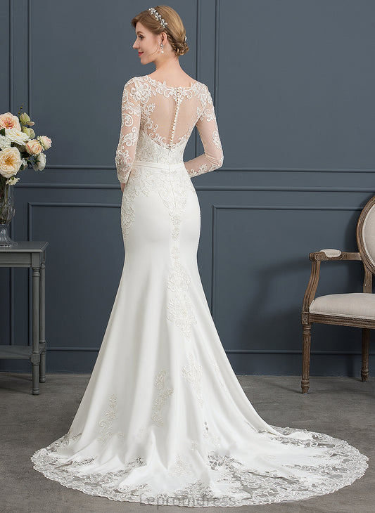 Trumpet/Mermaid With Wedding Dresses Dress Illusion Crepe Chapel Stretch Wedding Tamara Train Lace