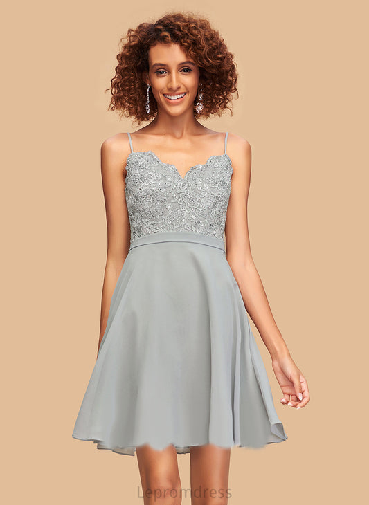 Chiffon Dress Lace With Beading Mimi Homecoming V-neck A-Line Homecoming Dresses Short/Mini