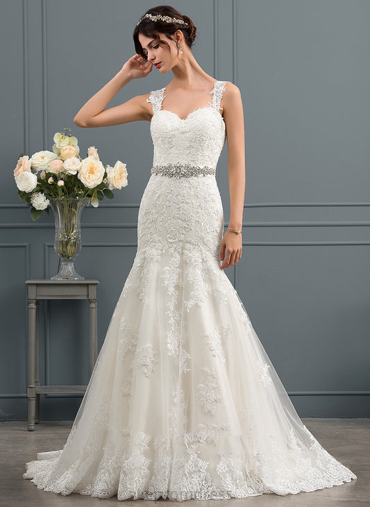 Cara Train Sweep Sweetheart Trumpet/Mermaid Wedding Tulle Wedding Dresses Dress