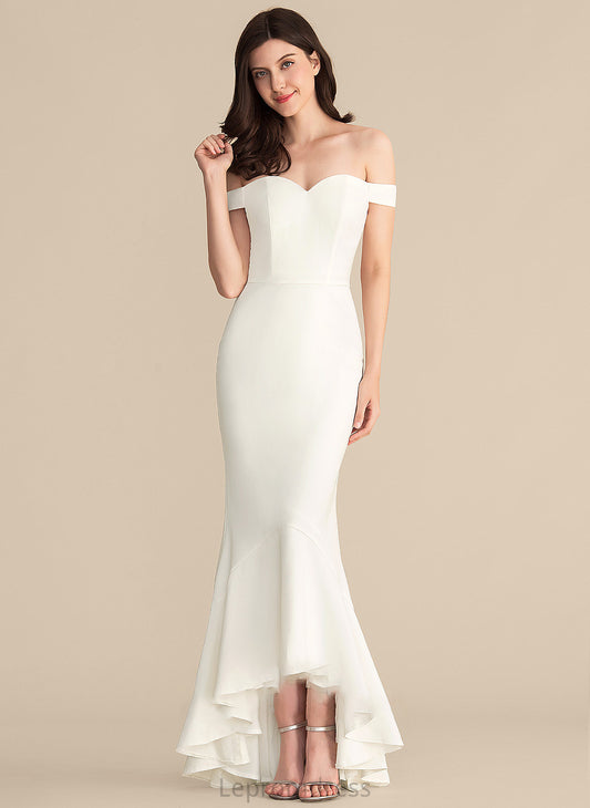 Dress Wedding Dresses Crepe Cristina Asymmetrical Off-the-Shoulder Wedding Trumpet/Mermaid Stretch