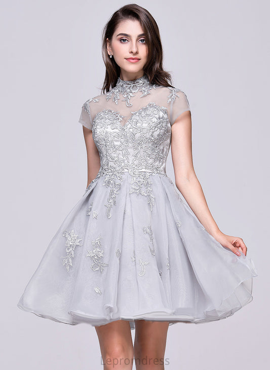 Organza A-Line With Homecoming Dresses Neck Lace Short/Mini Appliques High Dress Kaylynn Lace Homecoming Tulle