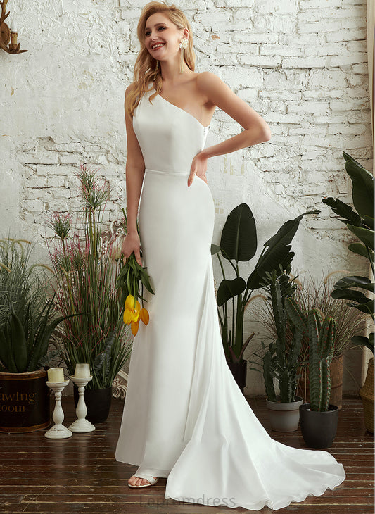 Wedding Trumpet/Mermaid Train Sweep Dress One-Shoulder Wedding Dresses Elizabeth