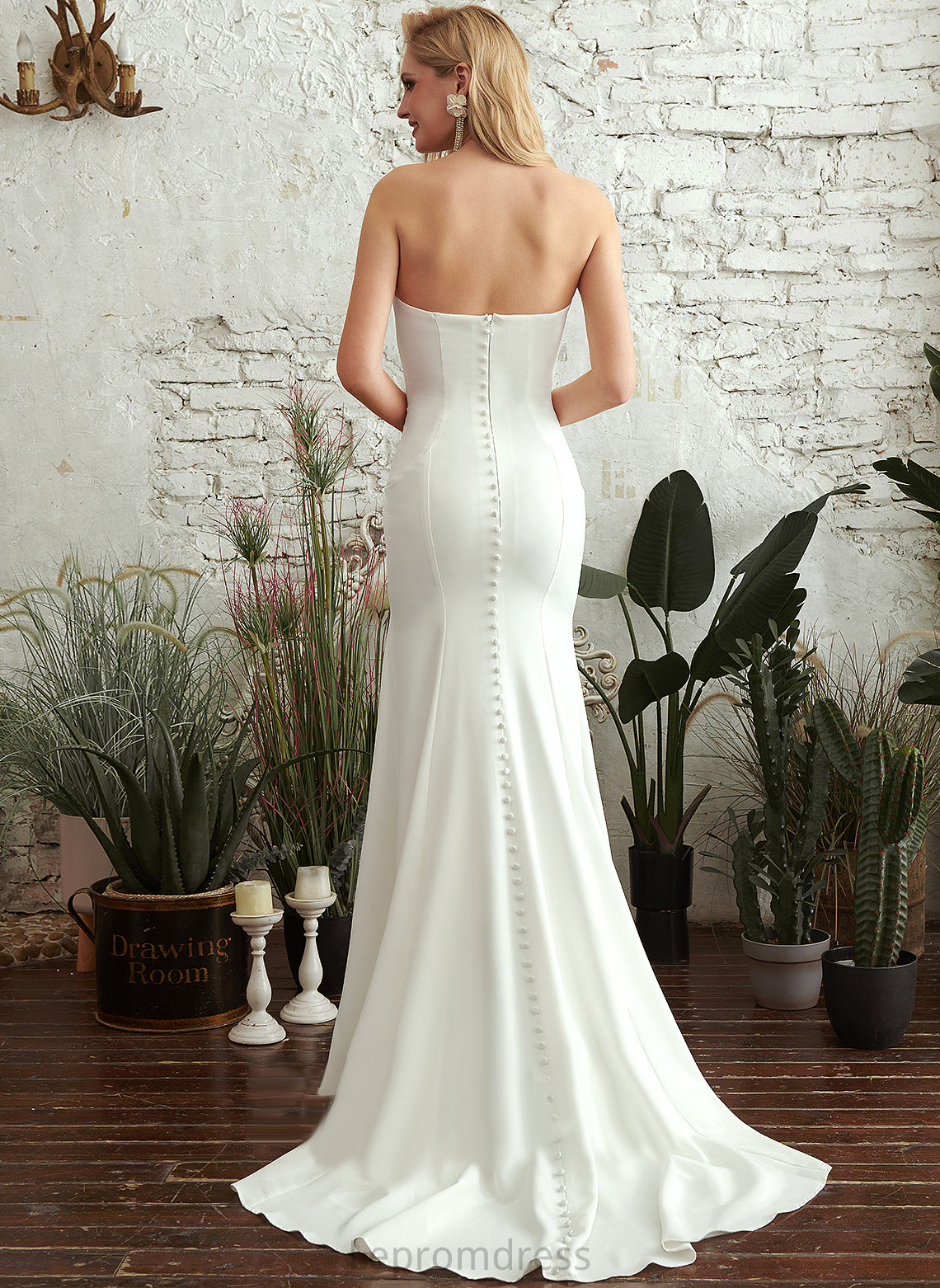 Wedding Crepe Wedding Dresses Dress Trumpet/Mermaid Cherish Sweep Train Stretch Strapless