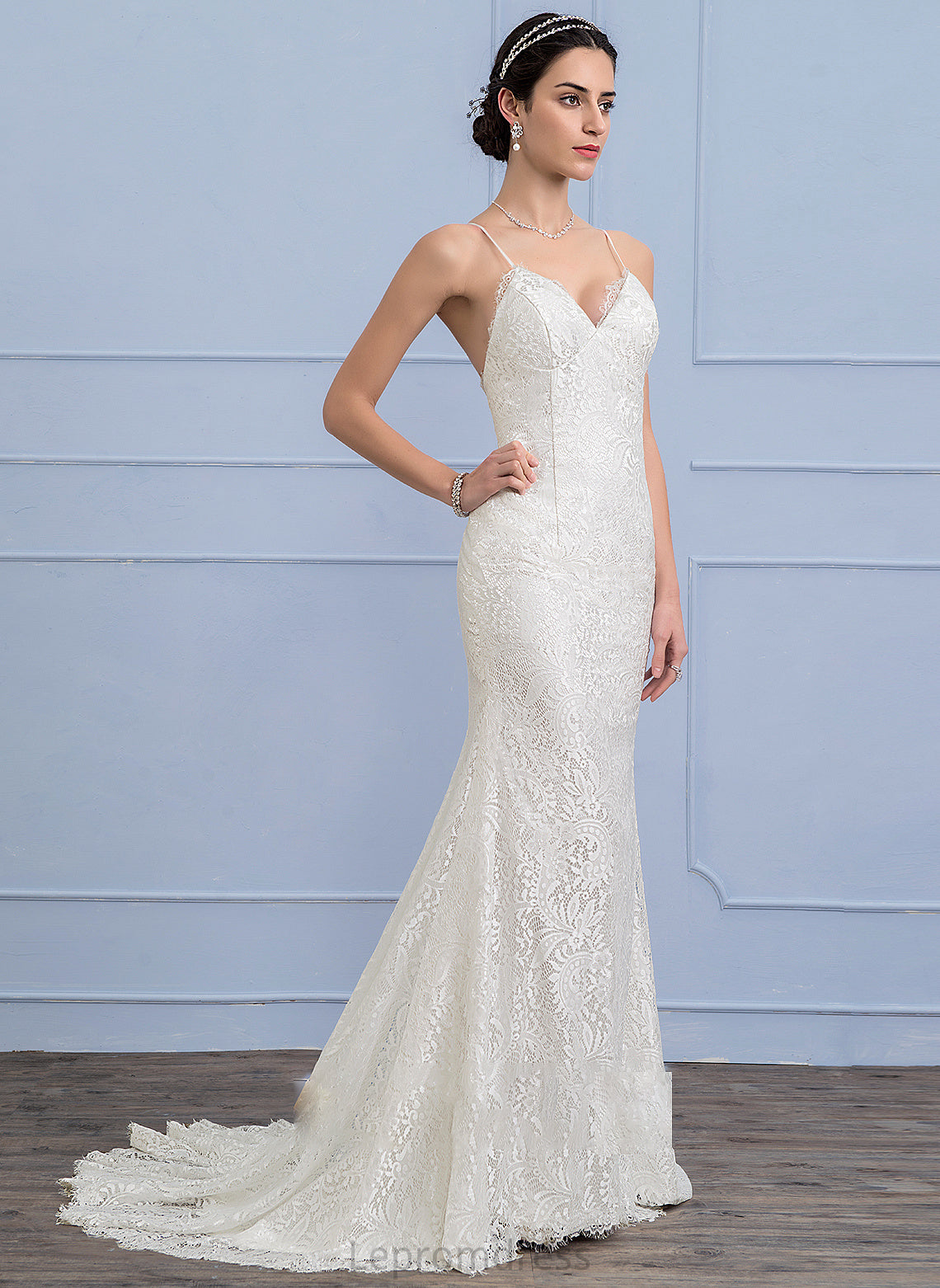 Wedding Trumpet/Mermaid Wedding Dresses Train Lilyana Lace Dress V-neck Court