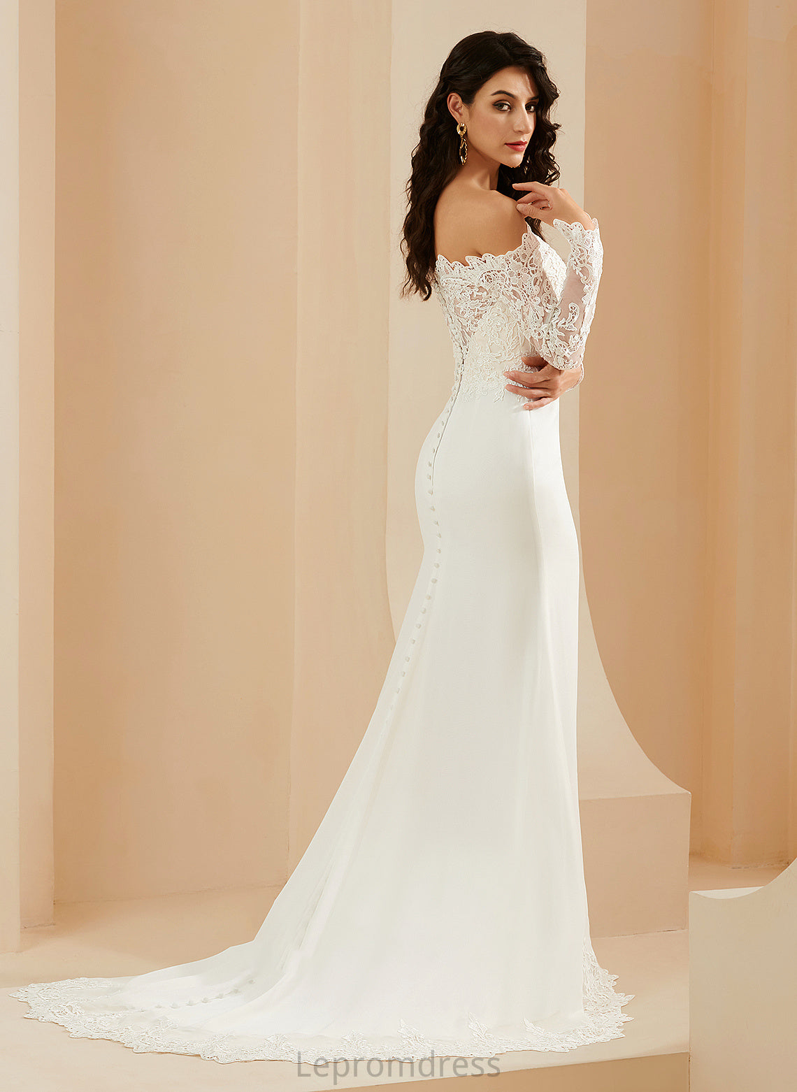 Lace Trumpet/Mermaid Off-the-Shoulder Kyleigh With Wedding Train Court Dress Wedding Dresses