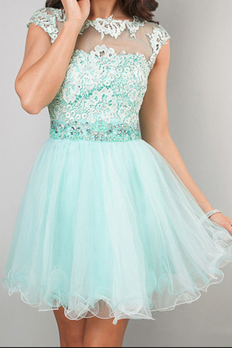 2024 Homecoming Dresses A Line Scoop Short/Mini Tulle&Lace