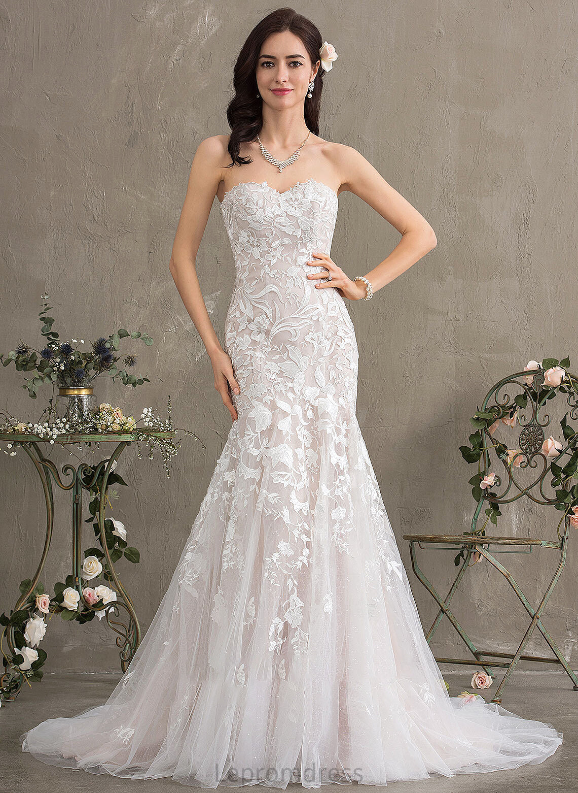 Train Sweetheart Tulle Lace Trumpet/Mermaid Wedding Dresses Wedding Court Dress Izabella