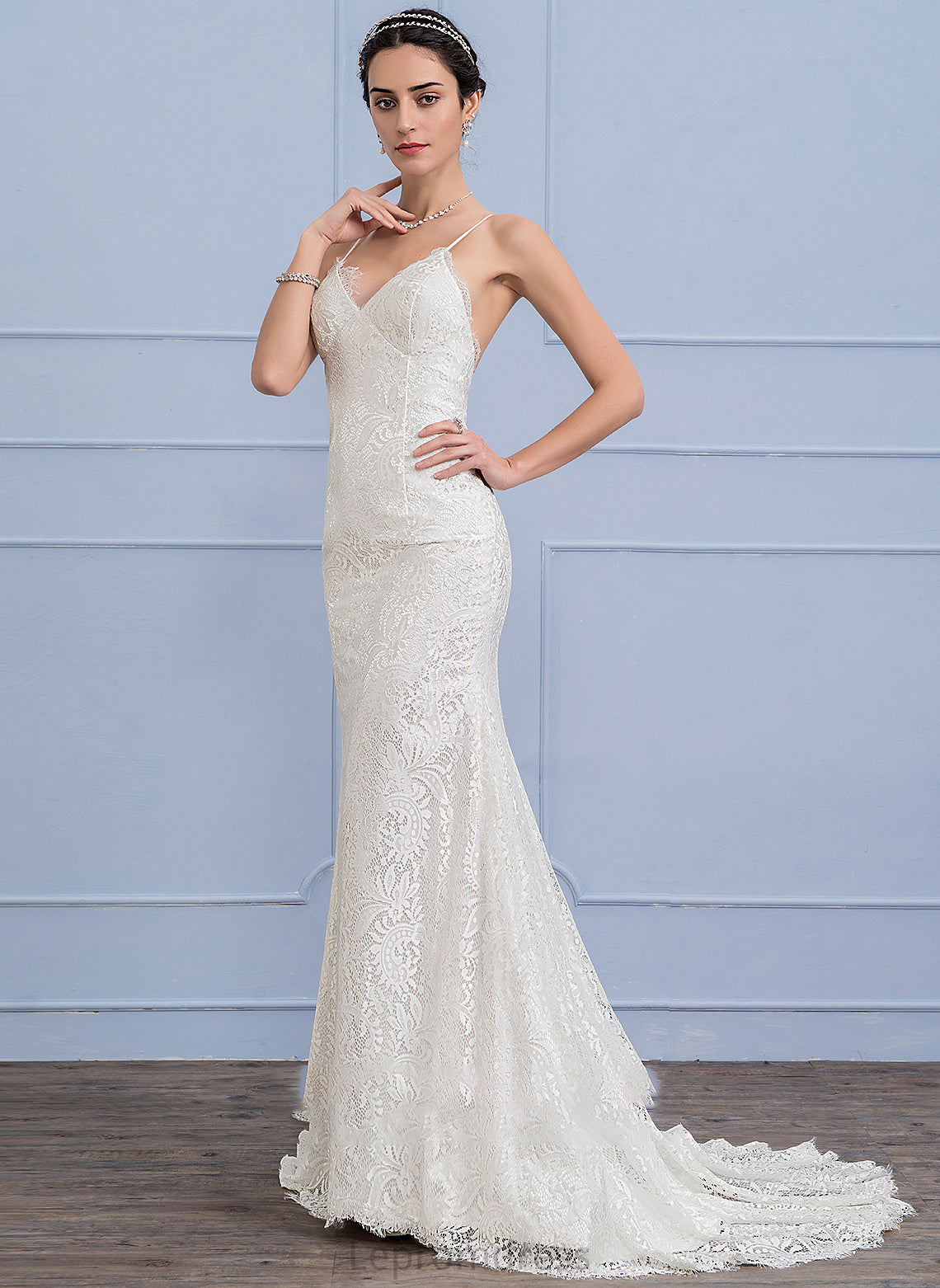 Wedding Trumpet/Mermaid Wedding Dresses Train Lilyana Lace Dress V-neck Court