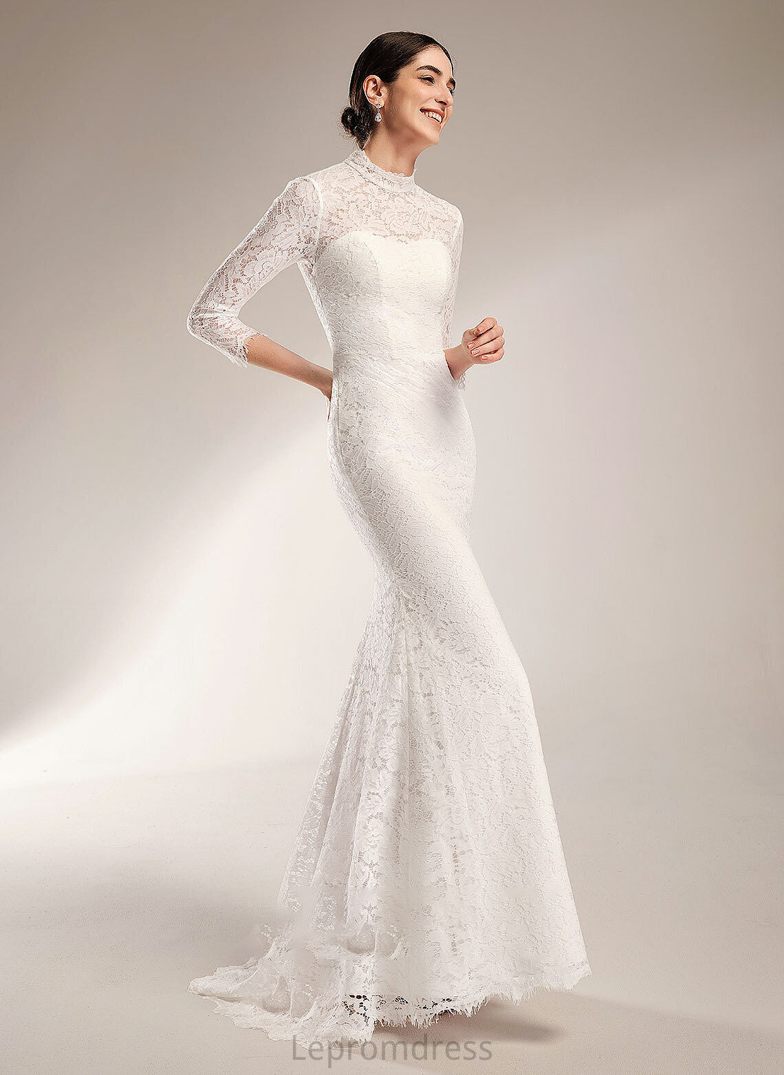 Neck Alma High Train Sweep Wedding Trumpet/Mermaid Dress Wedding Dresses