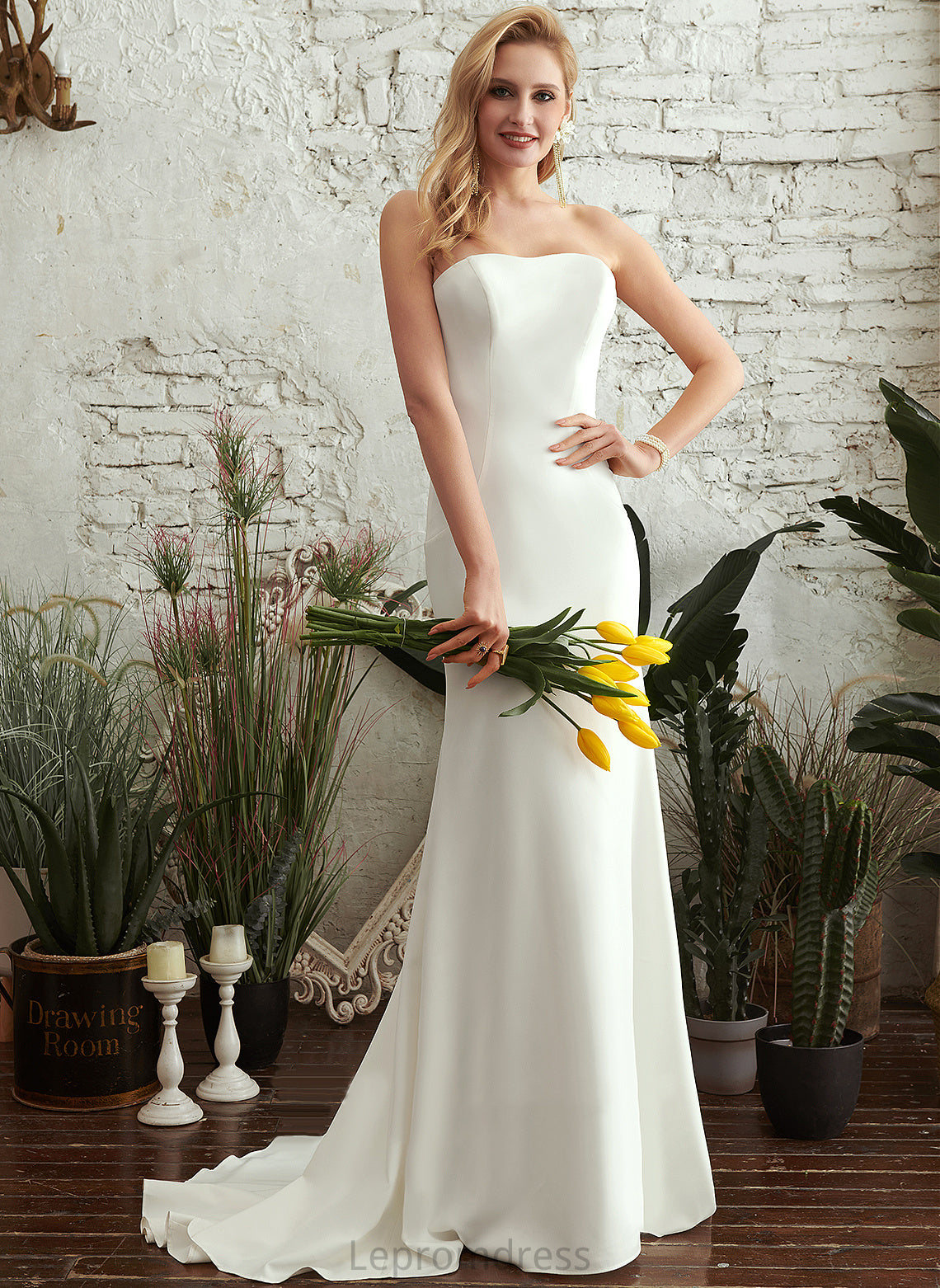 Wedding Crepe Wedding Dresses Dress Trumpet/Mermaid Cherish Sweep Train Stretch Strapless