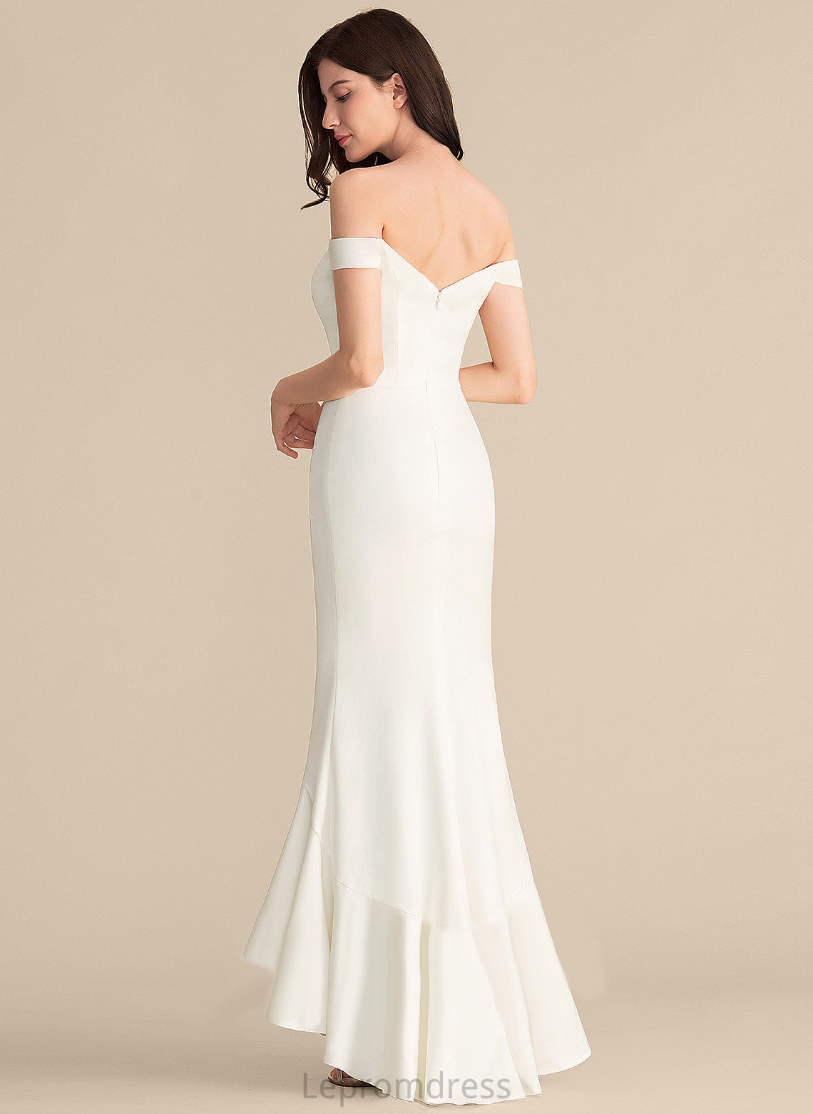 Off-the-Shoulder Trumpet/Mermaid Ruffles Wedding Dresses Yasmin Asymmetrical Cascading Dress Wedding With