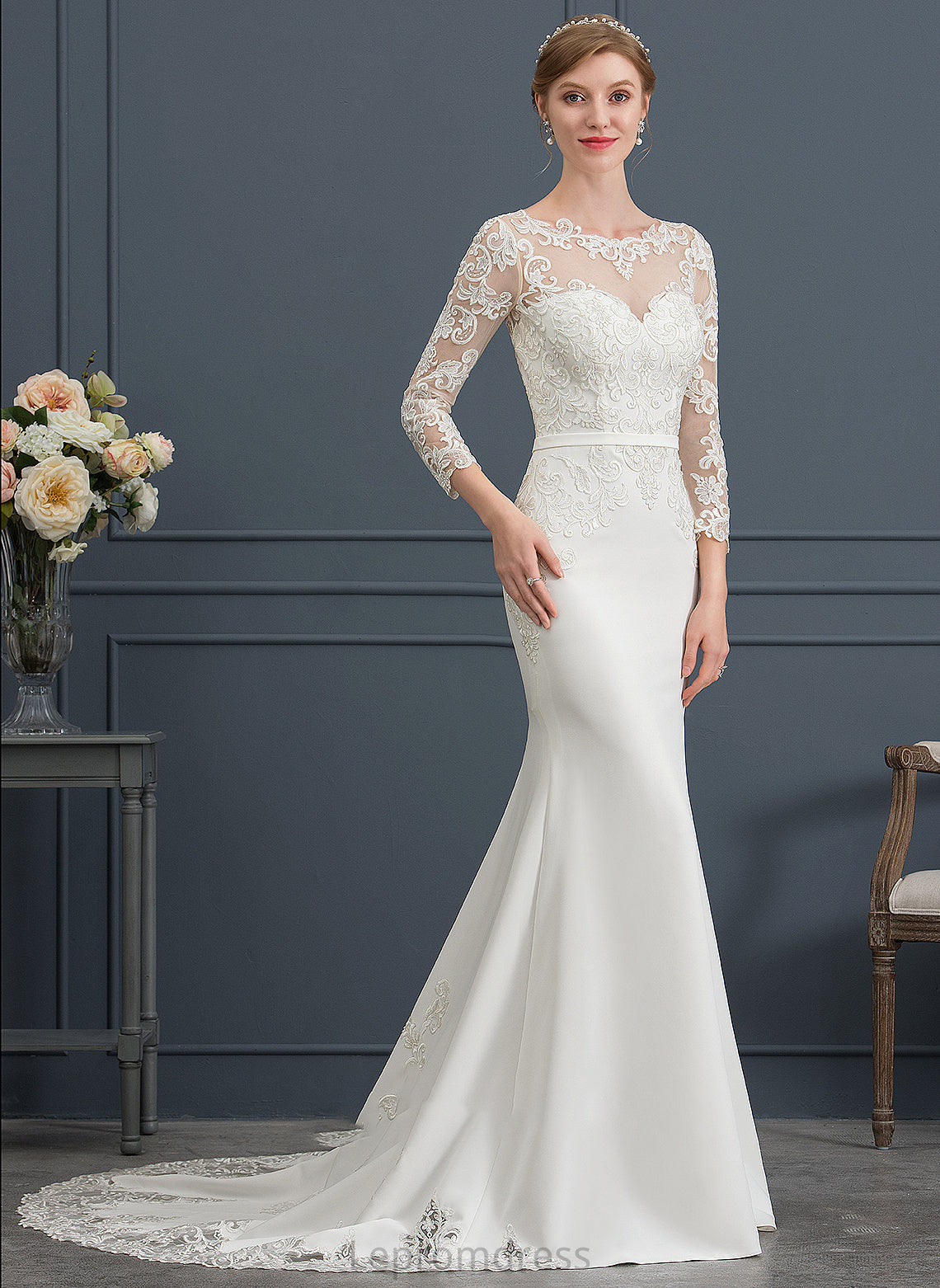 Trumpet/Mermaid With Wedding Dresses Dress Illusion Crepe Chapel Stretch Wedding Tamara Train Lace