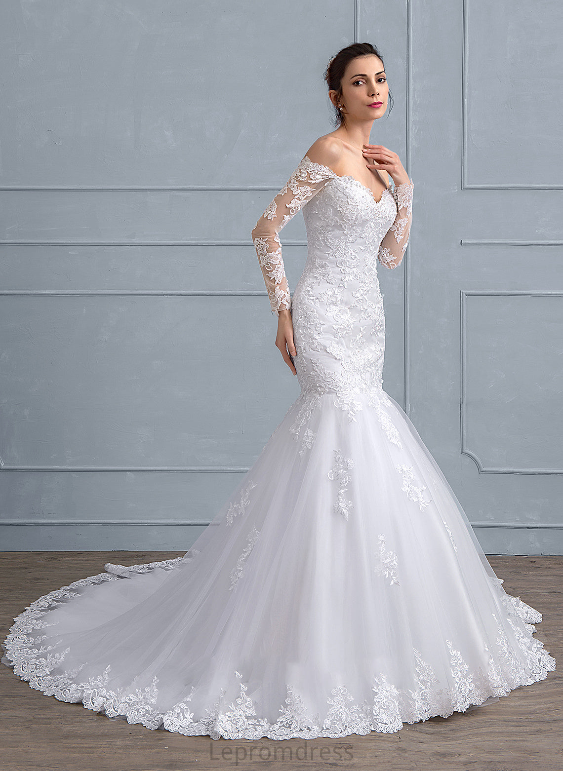 Wedding Lace With Chapel Wedding Dresses Ashlynn Trumpet/Mermaid Tulle Sequins Train Beading Dress