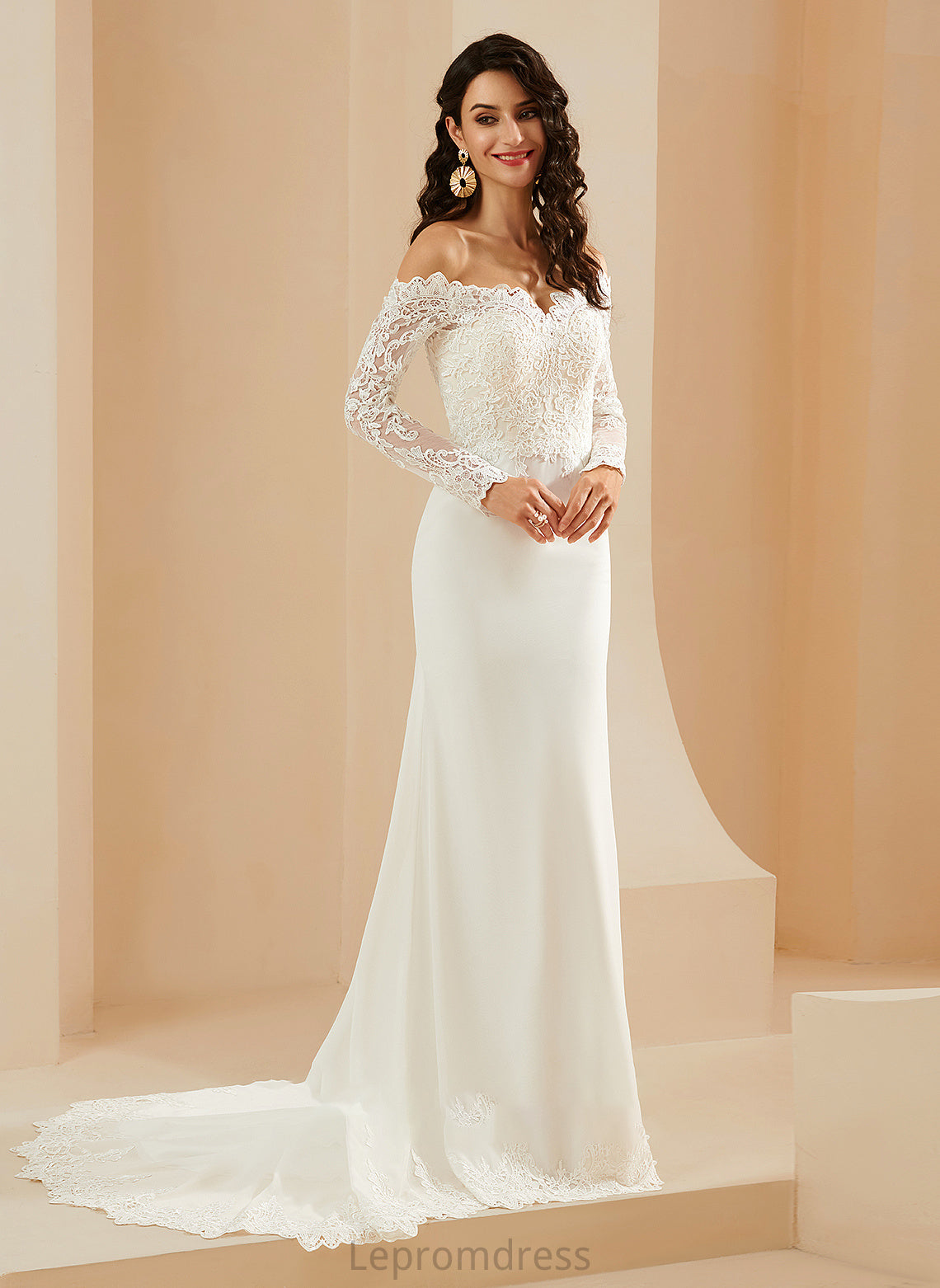 Lace Trumpet/Mermaid Off-the-Shoulder Kyleigh With Wedding Train Court Dress Wedding Dresses