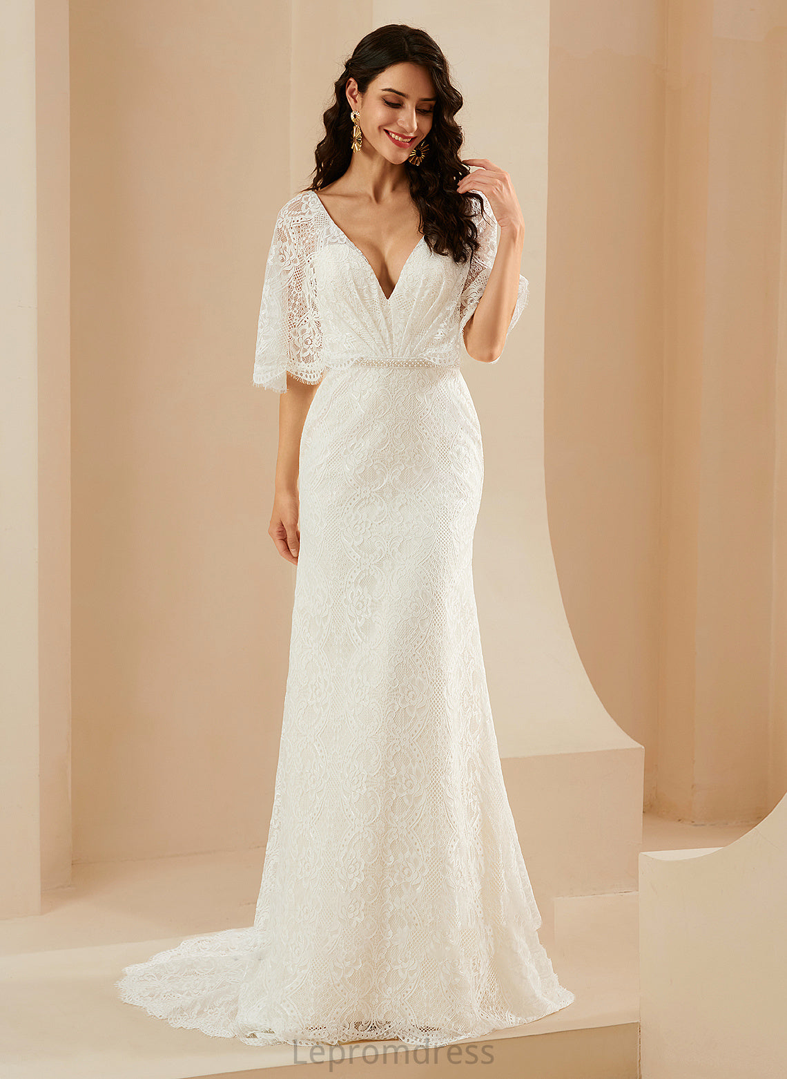 Dress V-neck Wedding Dresses Trumpet/Mermaid Zaniyah Wedding Court Train