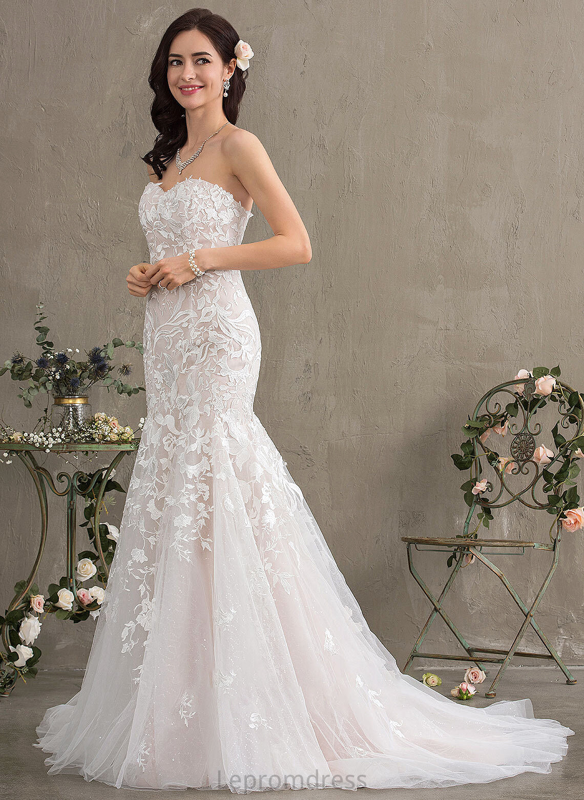 Train Sweetheart Tulle Lace Trumpet/Mermaid Wedding Dresses Wedding Court Dress Izabella