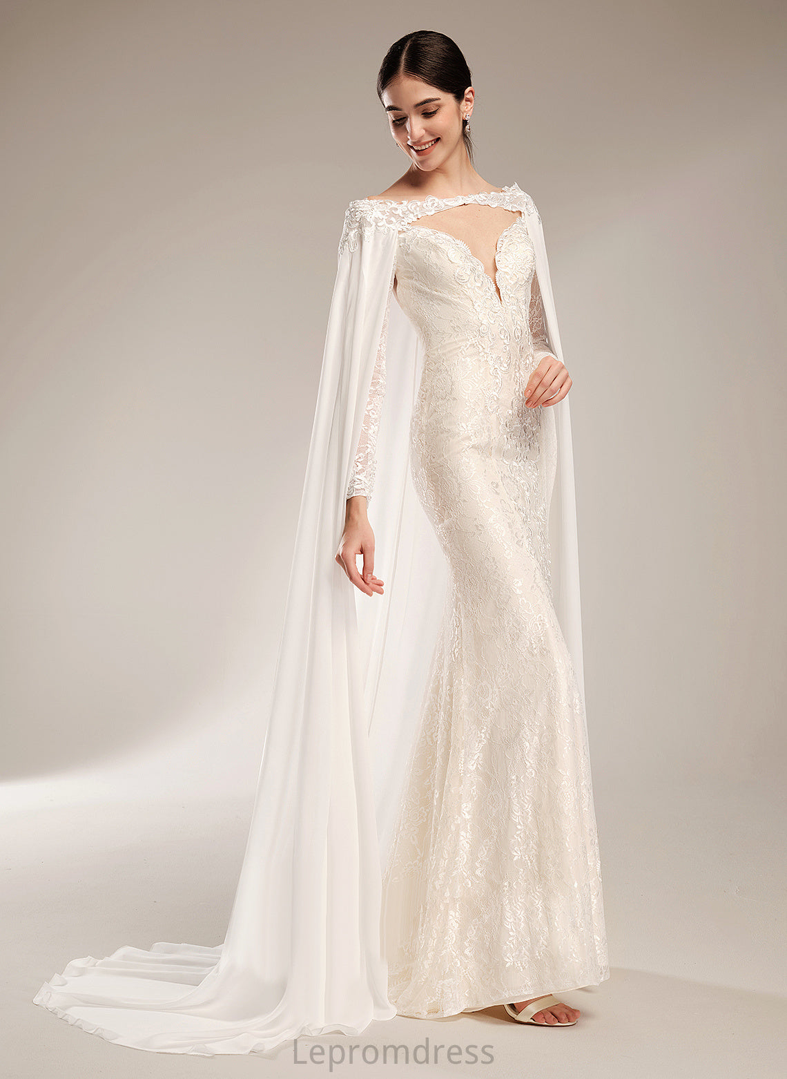 Train Chiffon With Amira Wedding Dresses Court Beading Illusion Lace Trumpet/Mermaid Wedding Dress