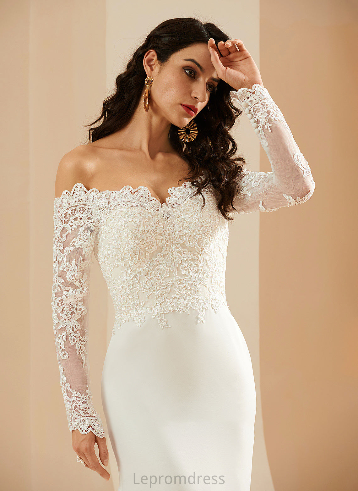 Lace Trumpet/Mermaid Off-the-Shoulder Kyleigh With Wedding Train Court Dress Wedding Dresses