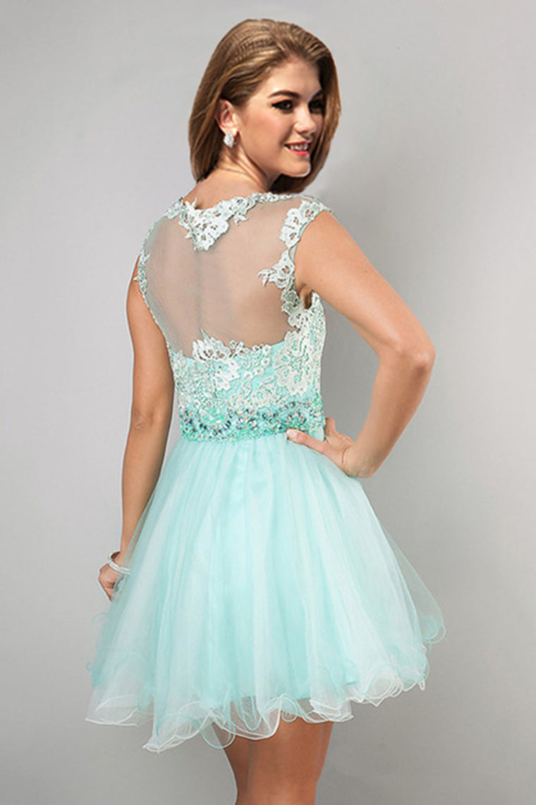 2024 Homecoming Dresses A Line Scoop Short/Mini Tulle&Lace