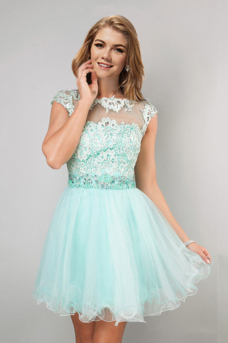 2024 Homecoming Dresses A Line Scoop Short/Mini Tulle&Lace